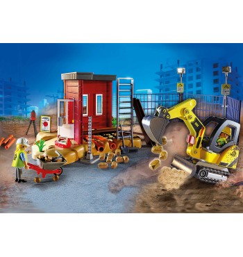 PLAYMOBIL CITY ACTION SMALL EXCAVATOR WITH TRACKS AND STRUCTURAL ELEMENTS-product-thumbnail