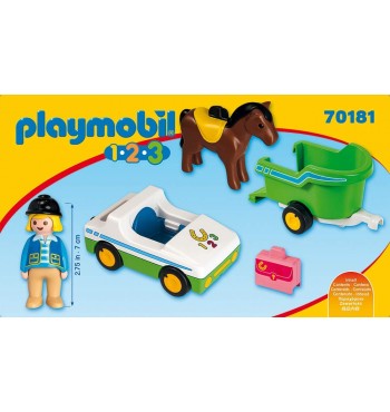 PLAYMOBIL 1-2-3 VEHICLE WITH HORSE TRANSPORT TRAILER-product-thumbnail